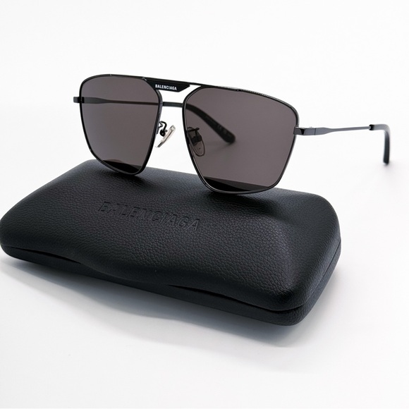 NEW BALENCIAGA BB0246SA 001 AVIATOR BLACK GREY UNISEX SUNGLASSES BALENCIAGA - Picture 1 of 11